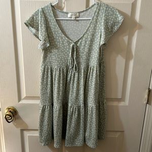 Green floral summer dress